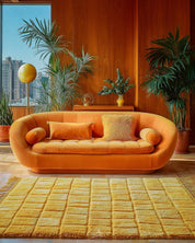 Yellow Berber Rug 3 X 5 Ft | 90 X 150 Cm / With Tassels / Short (0.4” / 1 cm)