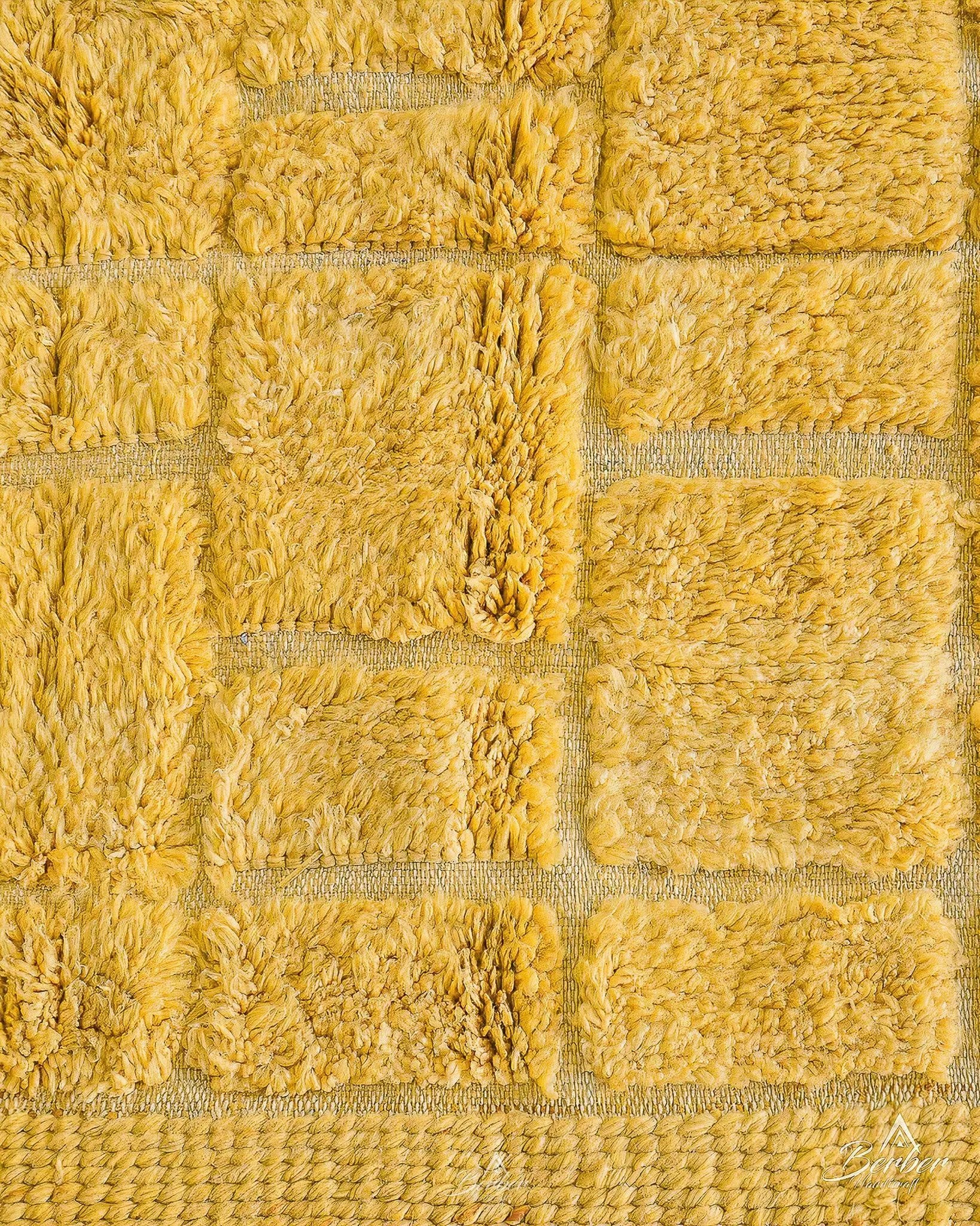 Yellow Berber Rug 3 X 5 Ft | 90 X 150 Cm / With Tassels / Short (0.4” / 1 cm)