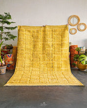 Yellow Berber Rug 3 X 5 Ft | 90 X 150 Cm / With Tassels / Short (0.4” / 1 cm)