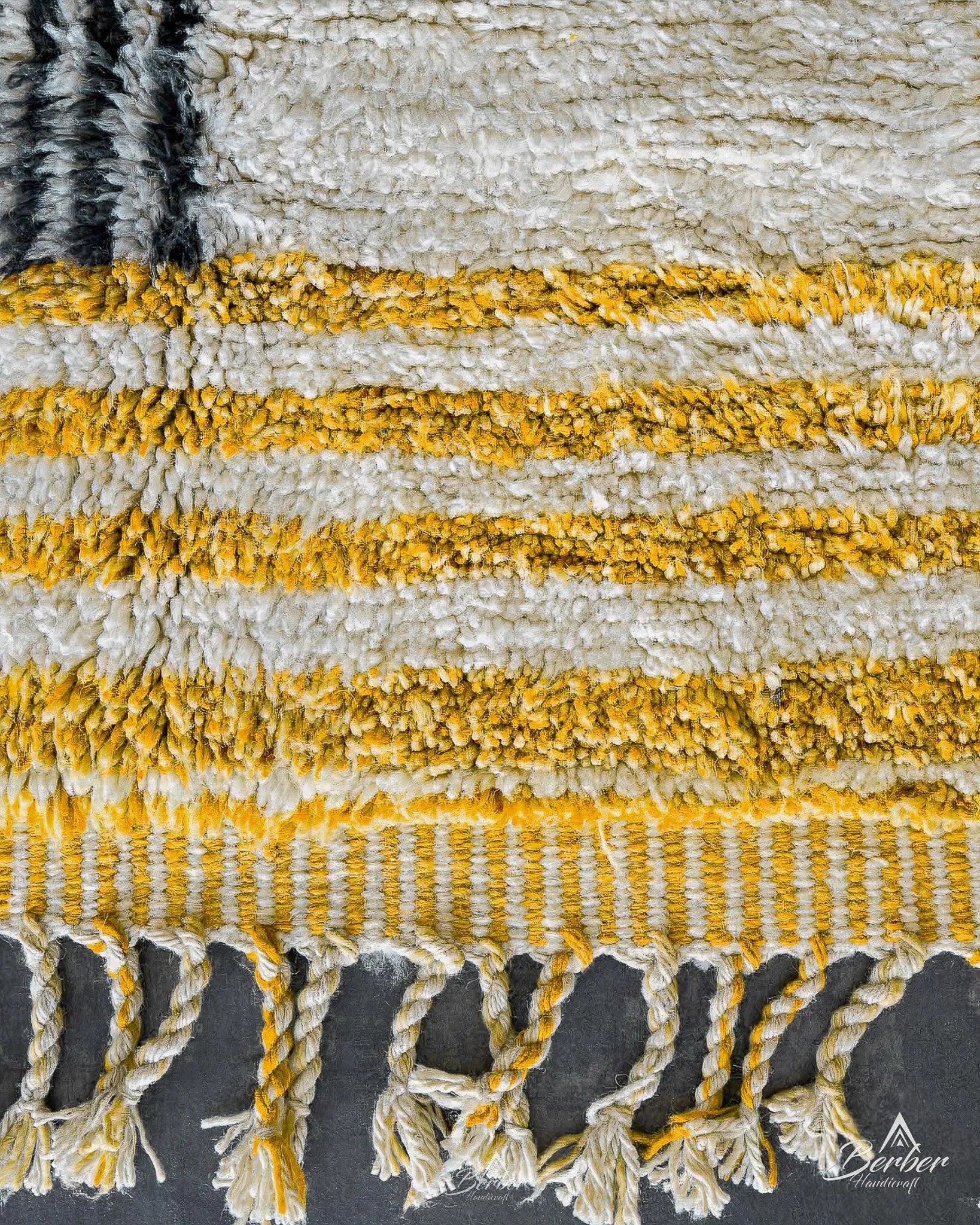 Yellow Bohemian Rug 3 X 5 Ft | 90 X 150 Cm / With Tassels / Short (0.4” / 1 cm)
