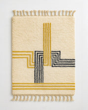 Yellow Bohemian Rug 3 X 5 Ft | 90 X 150 Cm / With Tassels / Short (0.4” / 1 cm)