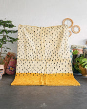 Yellow Boho Rug 3 X 5 Ft | 90 X 150 Cm / With Tassels / Short (0.4” / 1 cm)