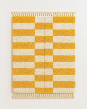 Yellow Checkered Carpet 3 X 5 Ft | 90 X 150 Cm / With Tassels / Short (0.4” / 1 cm)