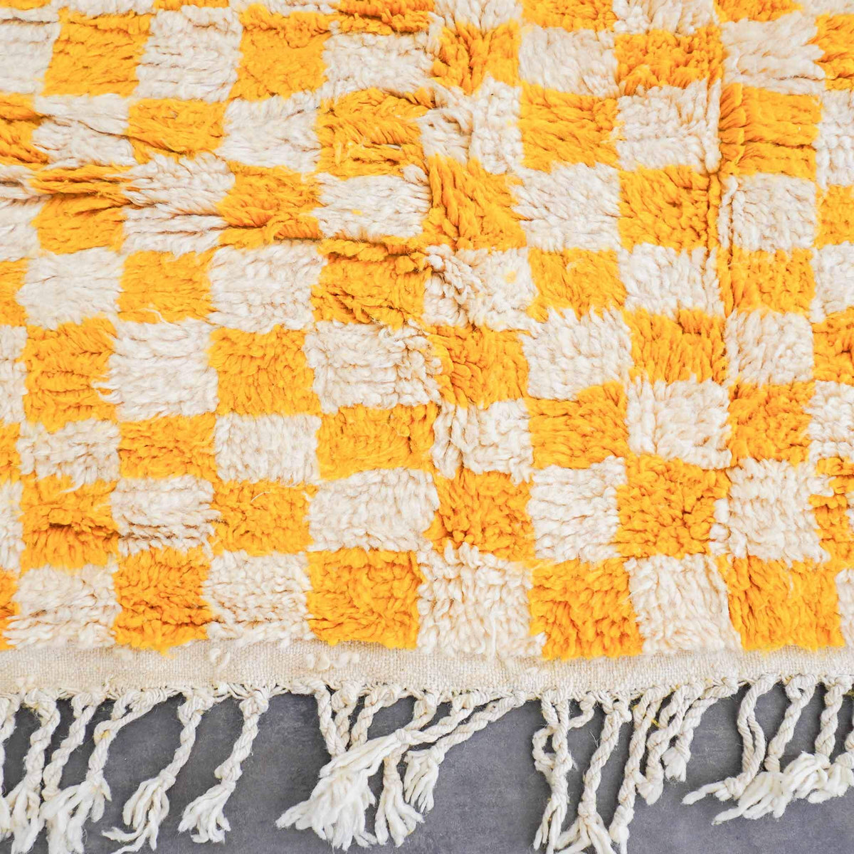 Yellow Checkered Rug - Berber Handicraft