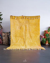 Yellow Irregular Rug 3 X 5 Ft | 90 X 150 Cm / With Tassels / Short (0.4” / 1 cm)