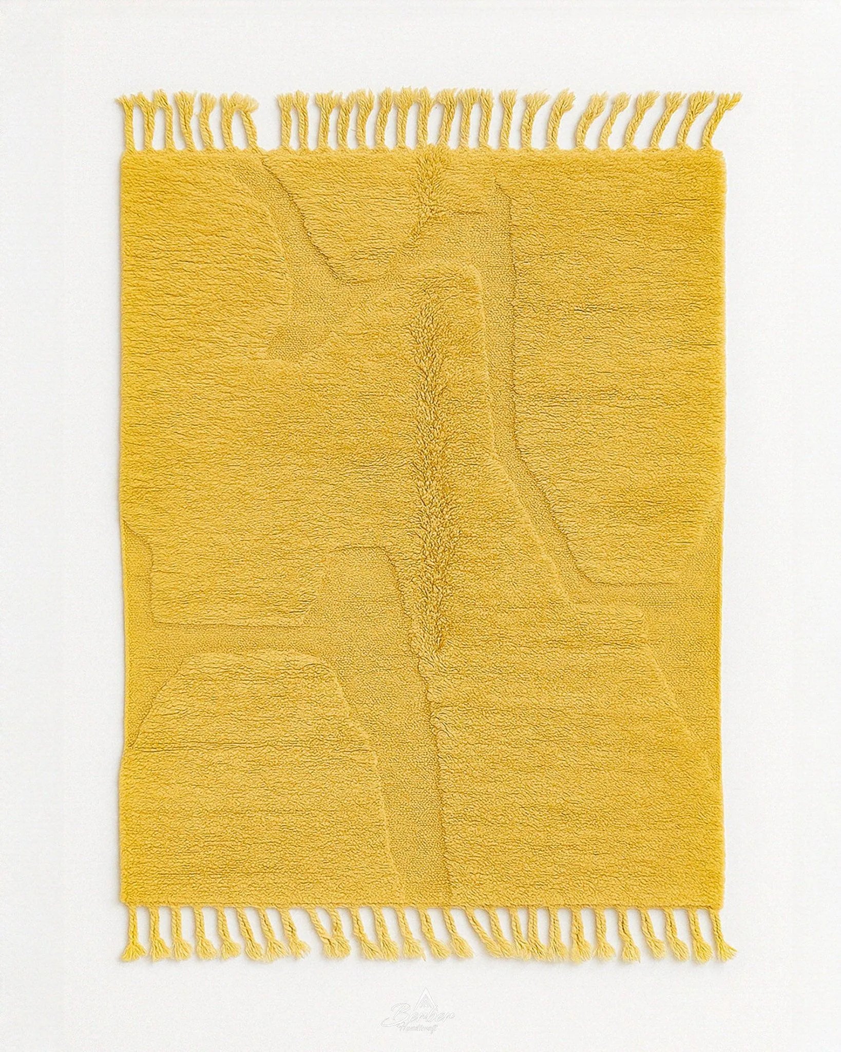 Yellow Irregular Rug 3 X 5 Ft | 90 X 150 Cm / With Tassels / Short (0.4” / 1 cm)
