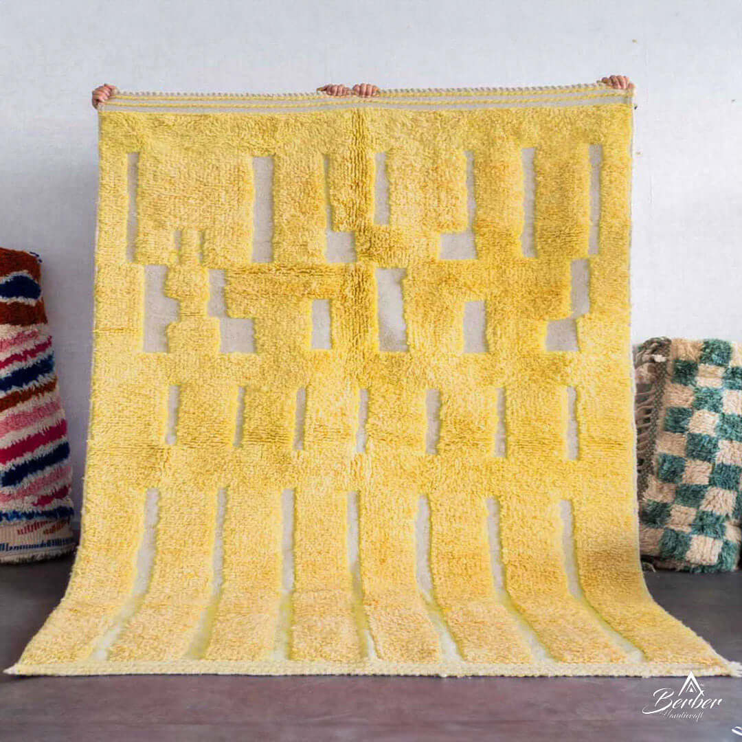 Yellow Moroccan Wool Rug - Berber Handicraft