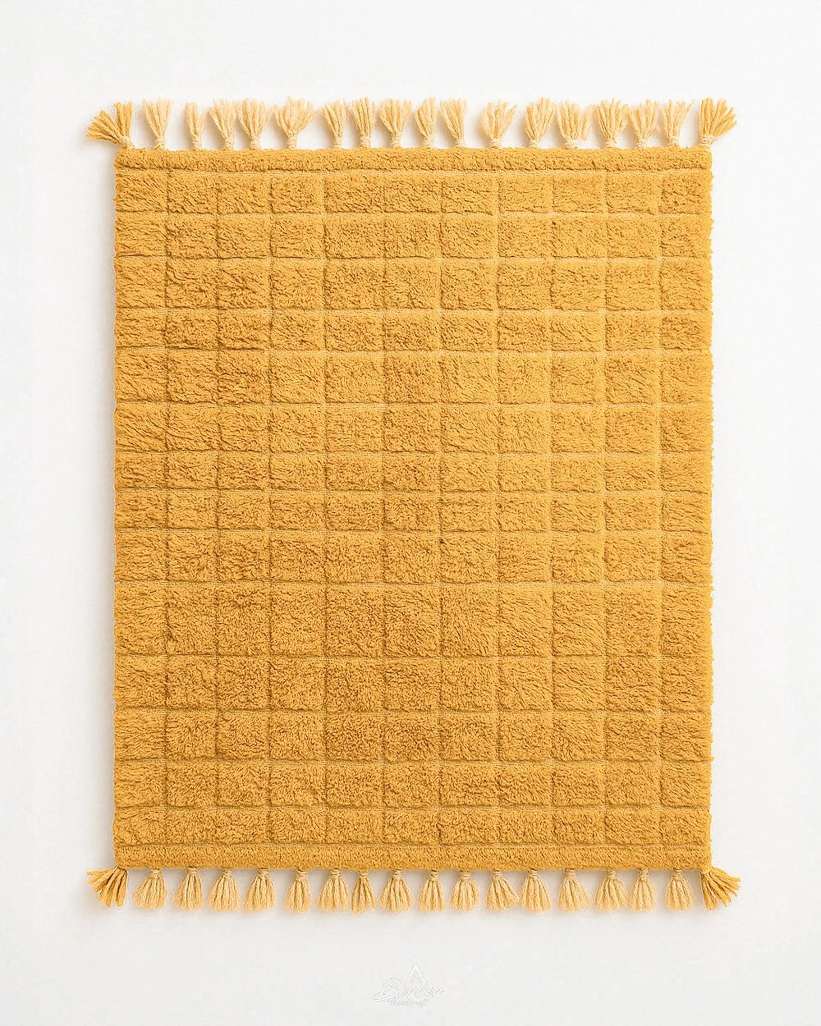 Yellow Morrocan Area Rug 3 X 5 Ft | 90 X 150 Cm / With Tassels / Short (0.4” / 1 cm)
