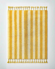 Orange Striped Berber Rug 3 X 5 Ft | 90 X 150 Cm / With Tassels / Short (0.4” / 1 cm)