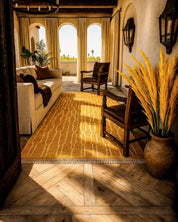 Yellow Striped Boujaad Rug 3 X 5 Ft | 90 X 150 Cm / With Tassels / Short (0.4” / 1 cm)