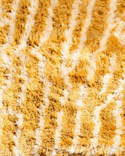 Yellow Striped Boujaad Rug 3 X 5 Ft | 90 X 150 Cm / With Tassels / Short (0.4” / 1 cm)