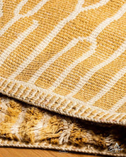 Yellow Striped Boujaad Rug 3 X 5 Ft | 90 X 150 Cm / With Tassels / Short (0.4” / 1 cm)