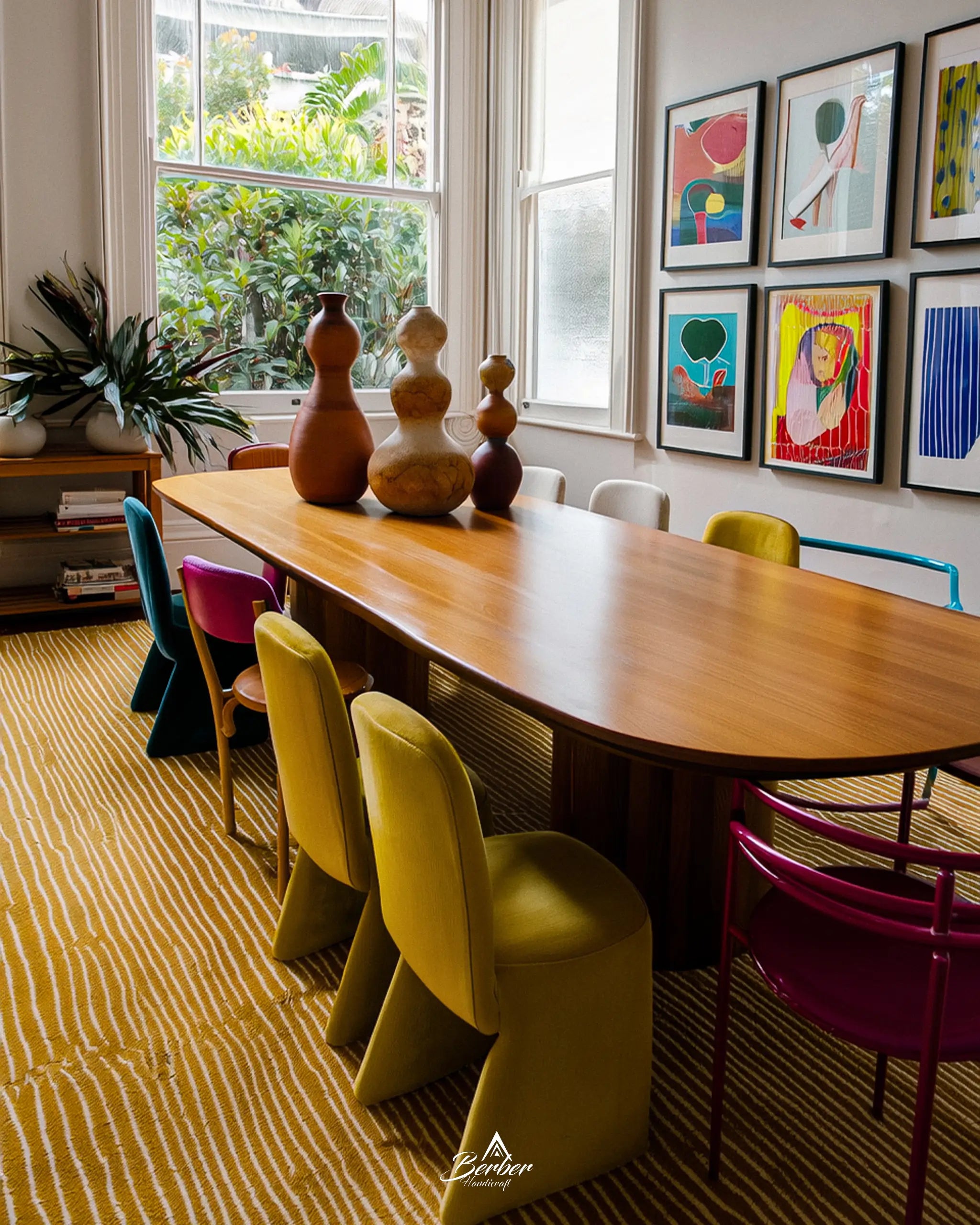 Yellow Striped Boujaad Rug