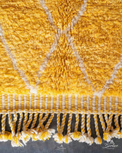Yellow Treillis Rug 3 X 5 Ft | 90 X 150 Cm / With Tassels / Short (0.4” / 1 cm)