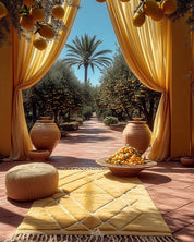 Yellow Trellis Rug 3 X 5 Ft | 90 X 150 Cm / With Tassels / Short (0.4” / 1 cm)