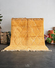 Yellow Trellis Rug 3 X 5 Ft | 90 X 150 Cm / With Tassels / Short (0.4” / 1 cm)