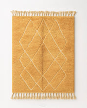 Yellow Trellis Rug 3 X 5 Ft | 90 X 150 Cm / With Tassels / Short (0.4” / 1 cm)