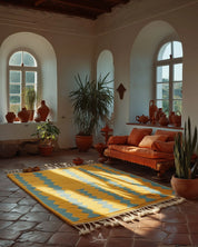 Yellow Turquoise Boujaad Rug-Berber Handicraft