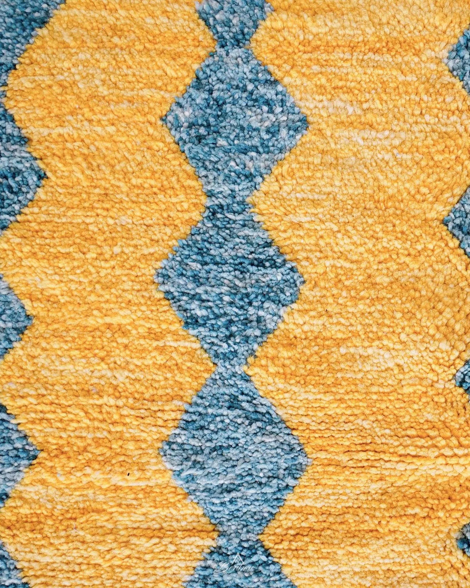 Yellow Turquoise Boujaad Rug-Berber Handicraft