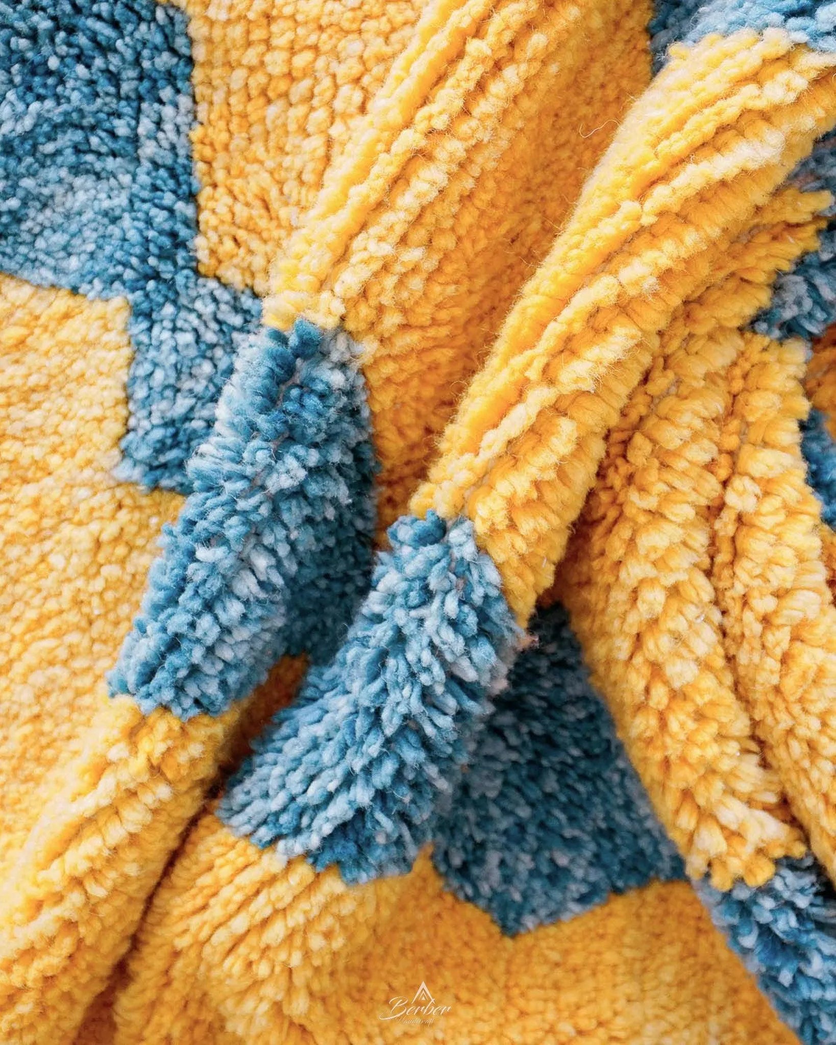 Yellow Turquoise Boujaad Rug-Berber Handicraft