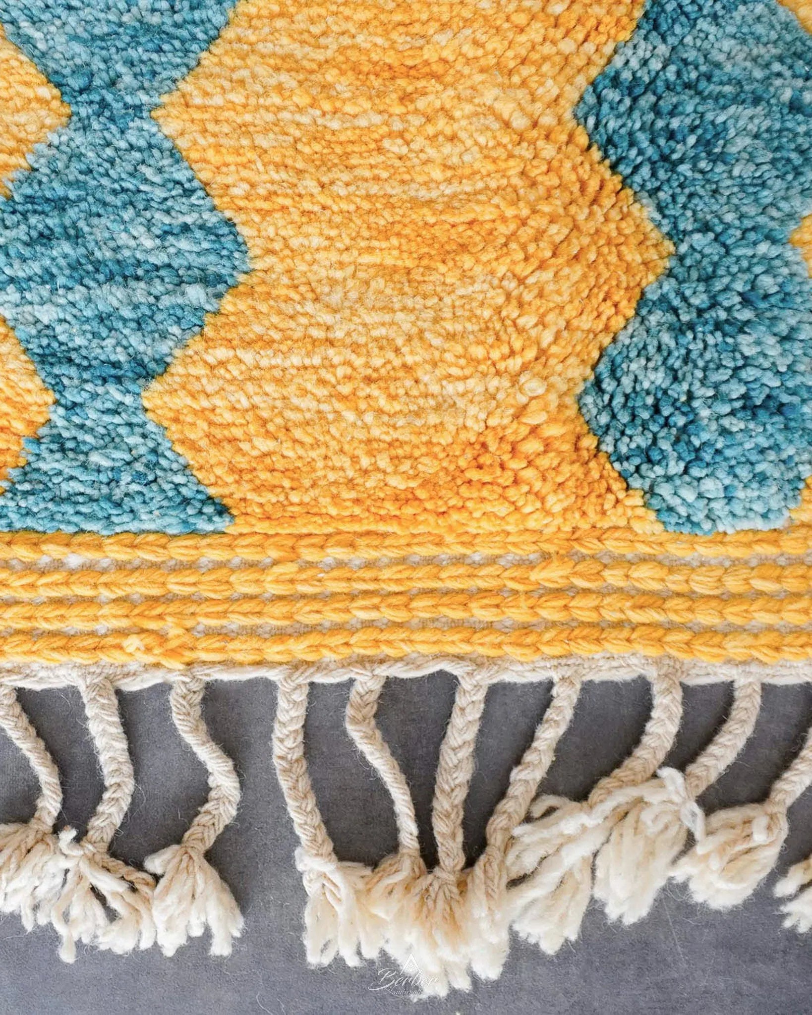 Yellow Turquoise Boujaad Rug-Berber Handicraft