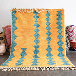 Yellow Turquoise Boujaad Rug - Berber Handicraft