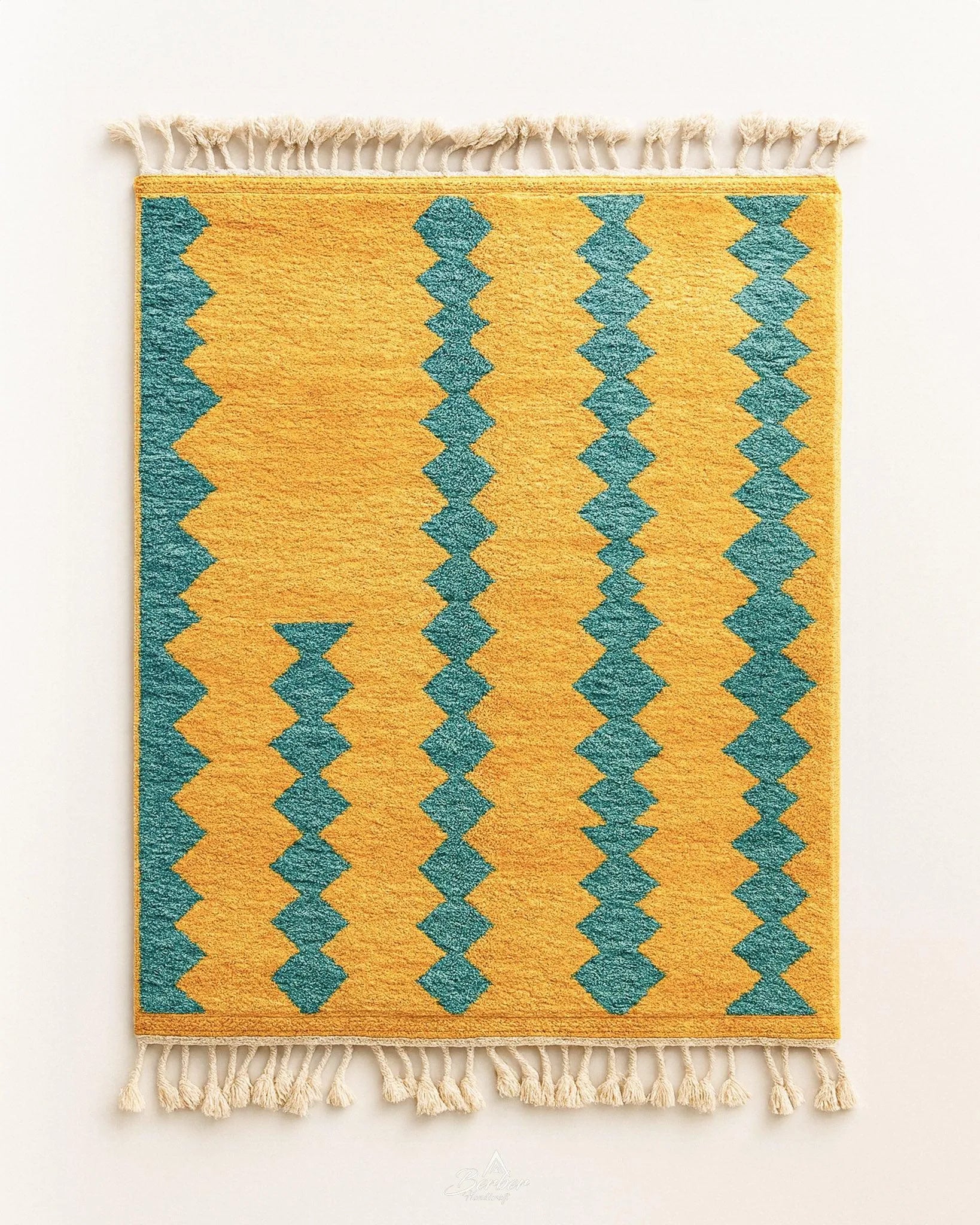 Yellow Turquoise Boujaad Rug-Berber Handicraft