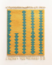 Yellow Turquoise Boujaad Rug-Berber Handicraft
