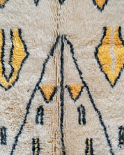 Yellow and White Tribal Rug 3 X 5 Ft | 90 X 150 Cm / With Tassels / Short (0.4” / 1 cm)