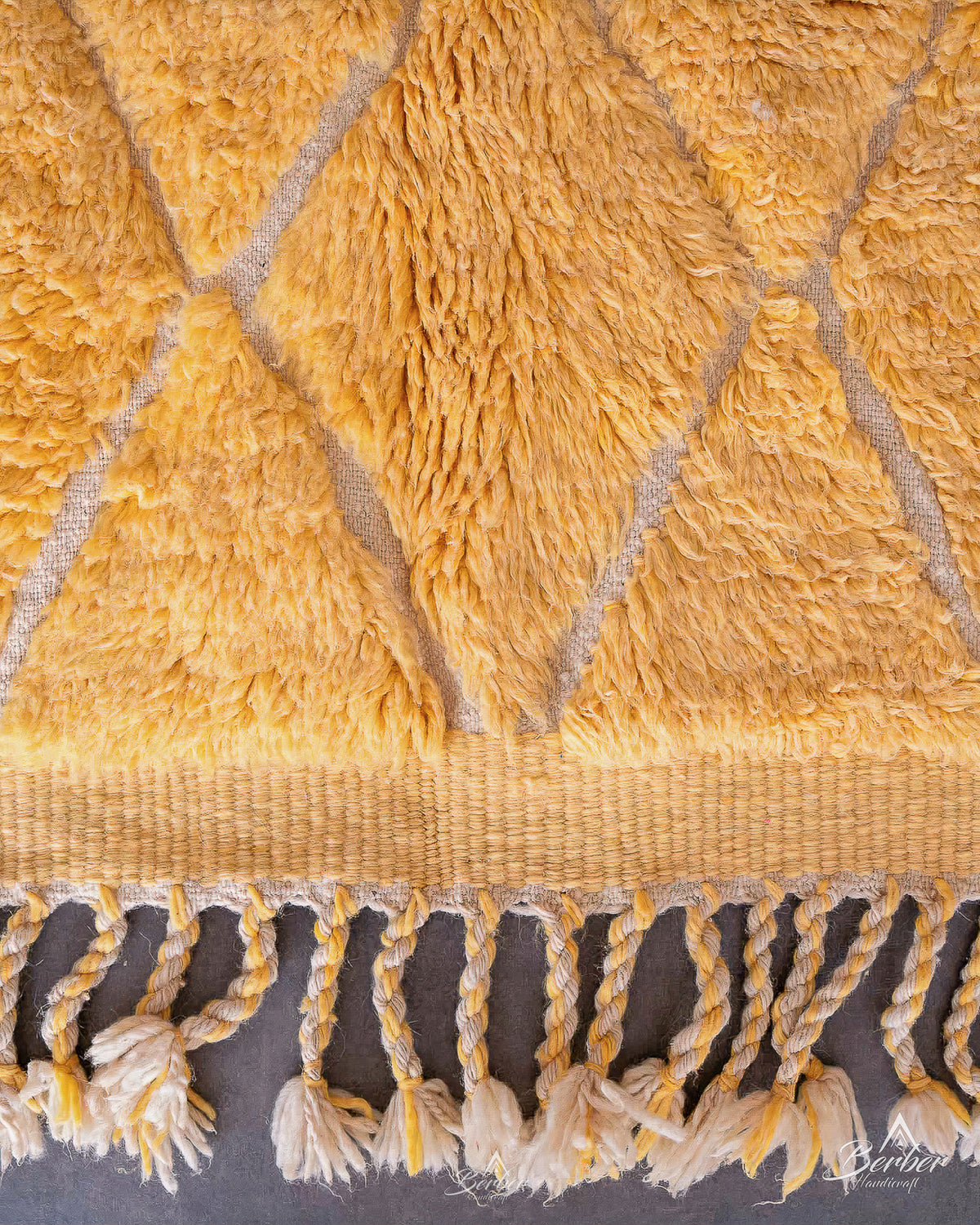 Yellow Trellis Rug 3 X 5 Ft | 90 X 150 Cm / With Tassels / Short (0.4” / 1 cm)