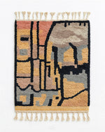 Abstract Moroccan Wool Rug 3 X 5 Ft | 90 X 150 Cm / With Tassels / Short (0.4” / 1 cm)