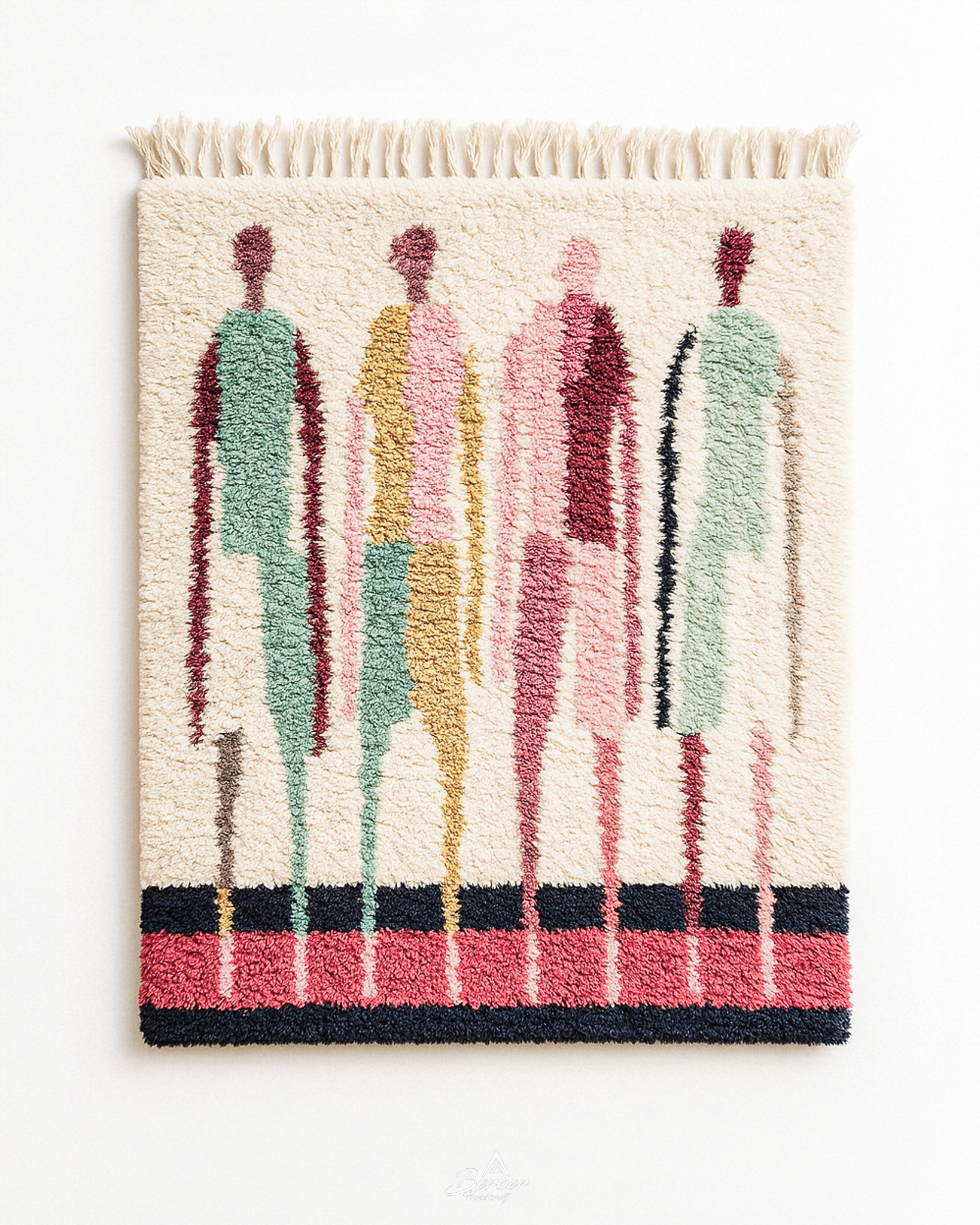 Abstract Azilal Rug 3 X 5 Ft | 90 X 150 Cm / With Tassels / Short (0.4” / 1 cm)