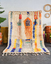 Abstract Wool Rug 3 X 5 Ft | 90 X 150 Cm / With Tassels / Short (0.4” / 1 cm)