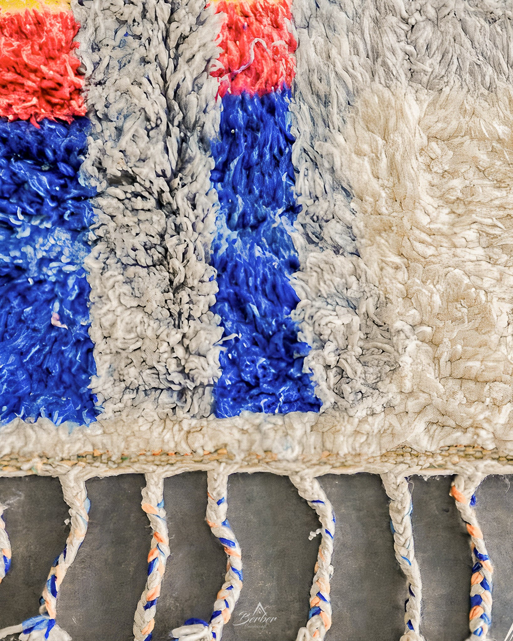 Abstract Wool Rug 3 X 5 Ft | 90 X 150 Cm / With Tassels / Short (0.4” / 1 cm)