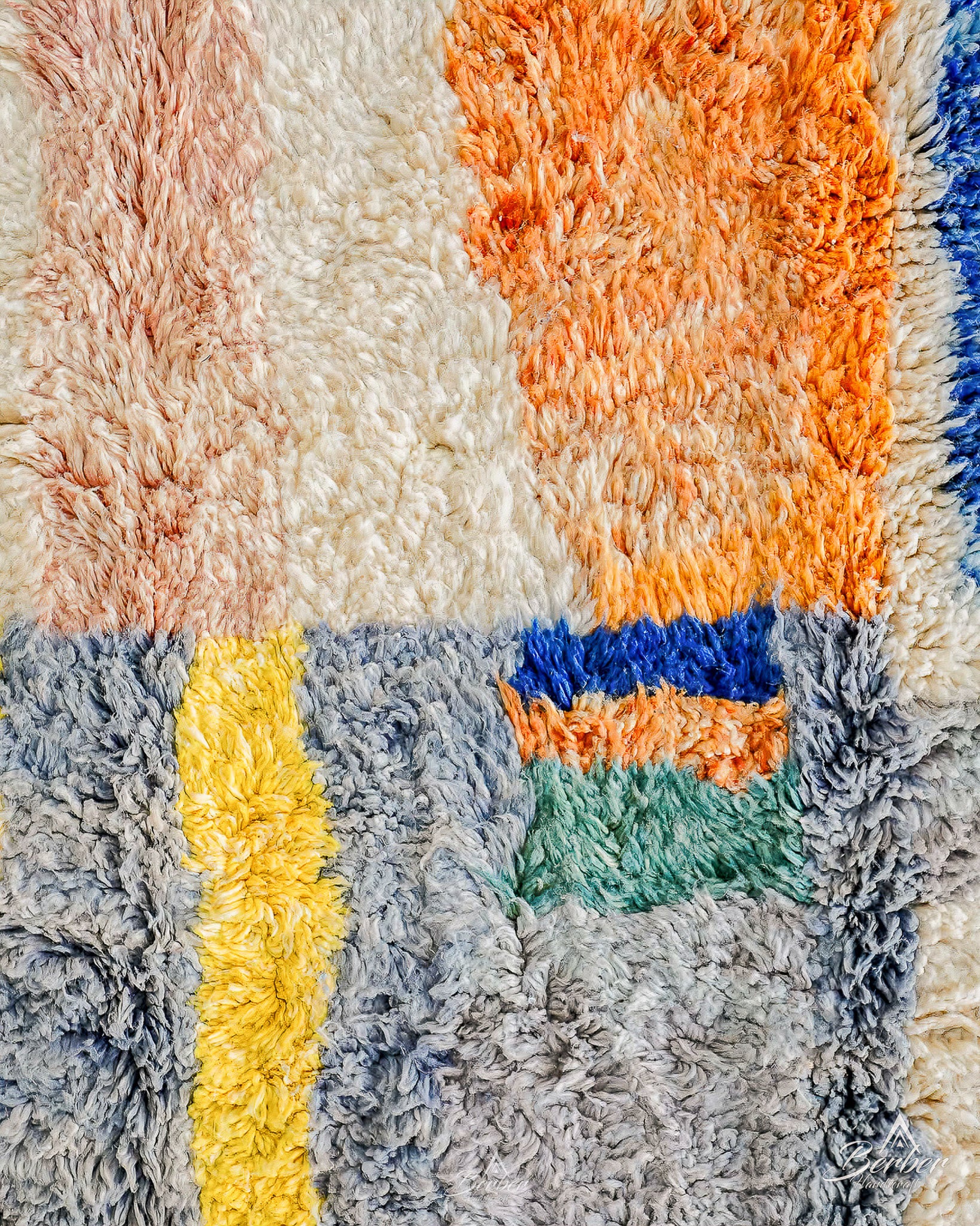 Abstract Wool Rug 3 X 5 Ft | 90 X 150 Cm / With Tassels / Short (0.4” / 1 cm)