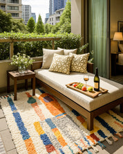 Abstract Wool Rug 3 X 5 Ft | 90 X 150 Cm / With Tassels / Short (0.4” / 1 cm)
