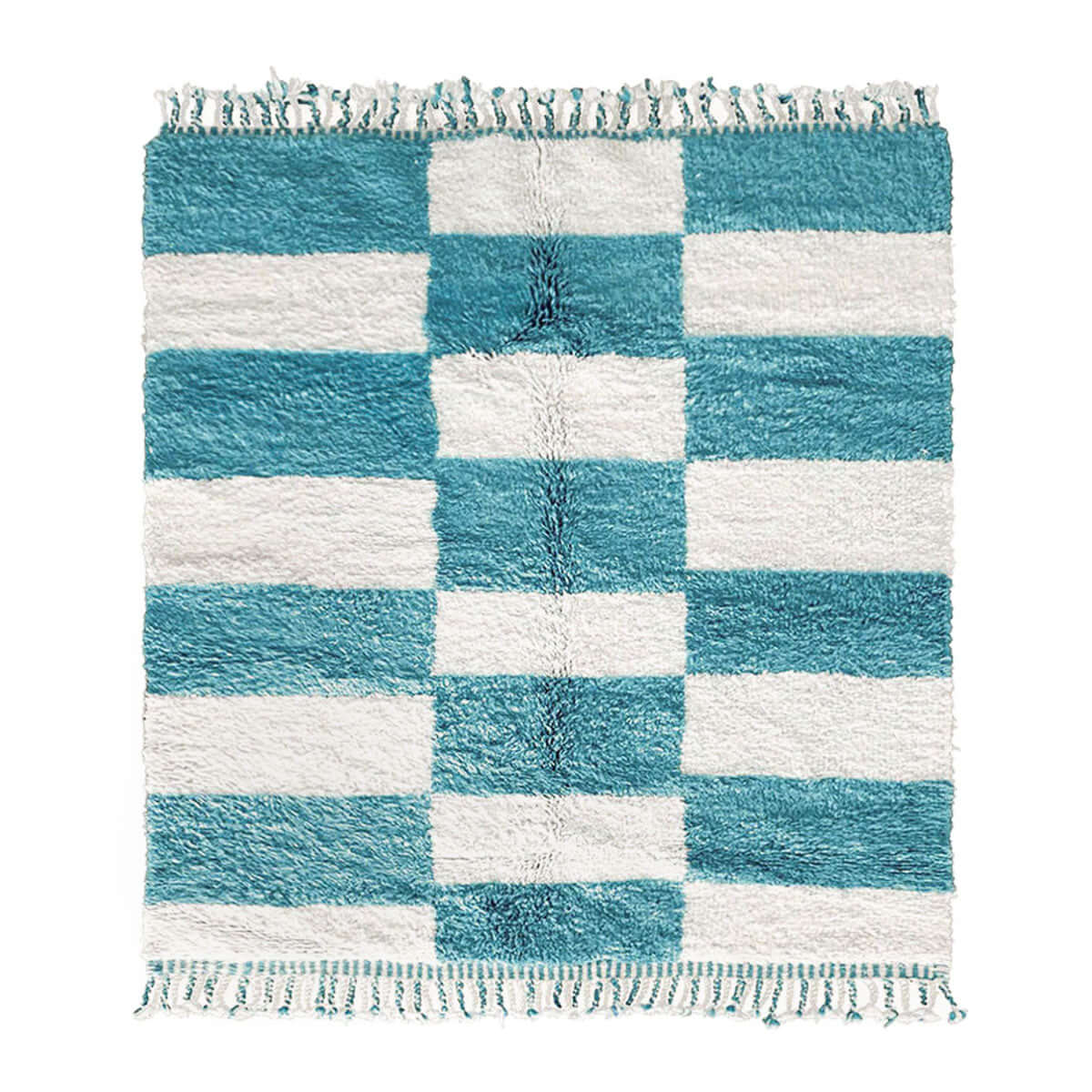 Blue Checkerboard Rug - Berber Handicraft