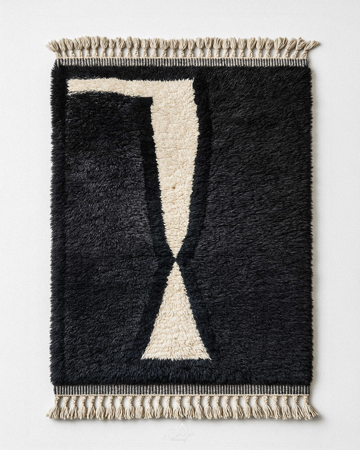 Black and Grey Berber Carpet 3 X 5 Ft | 90 X 150 Cm / With Tassels / Short (0.4” / 1 cm)