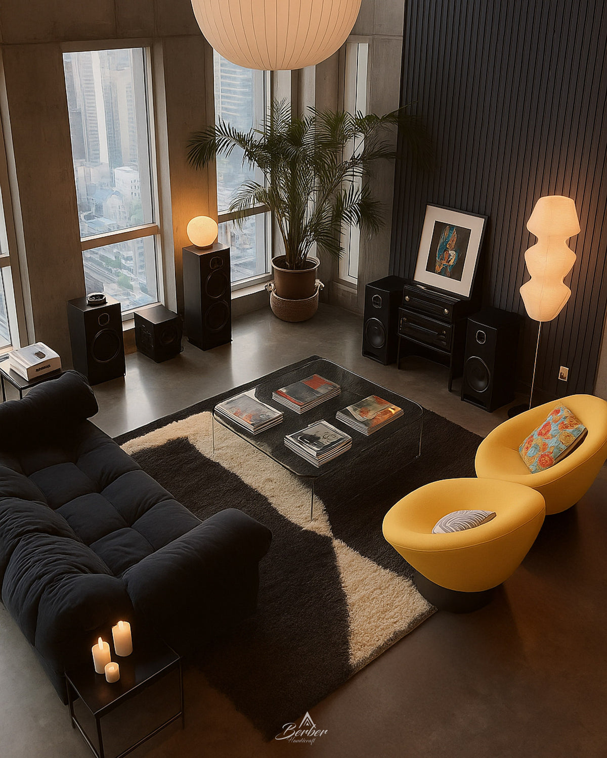 Black and Grey Berber Carpet 3 X 5 Ft | 90 X 150 Cm / With Tassels / Short (0.4” / 1 cm)