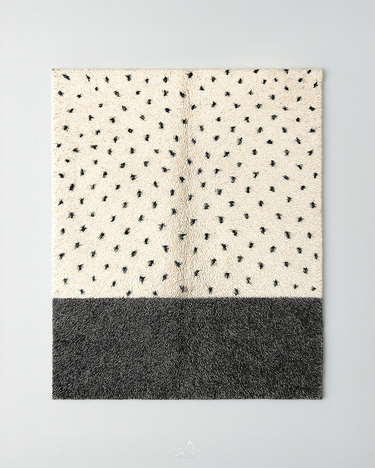 Black and White Dotted Berber Rug 3 X 5 Ft | 90 X 150 Cm / With Tassels / Short (0.4” / 1 cm)
