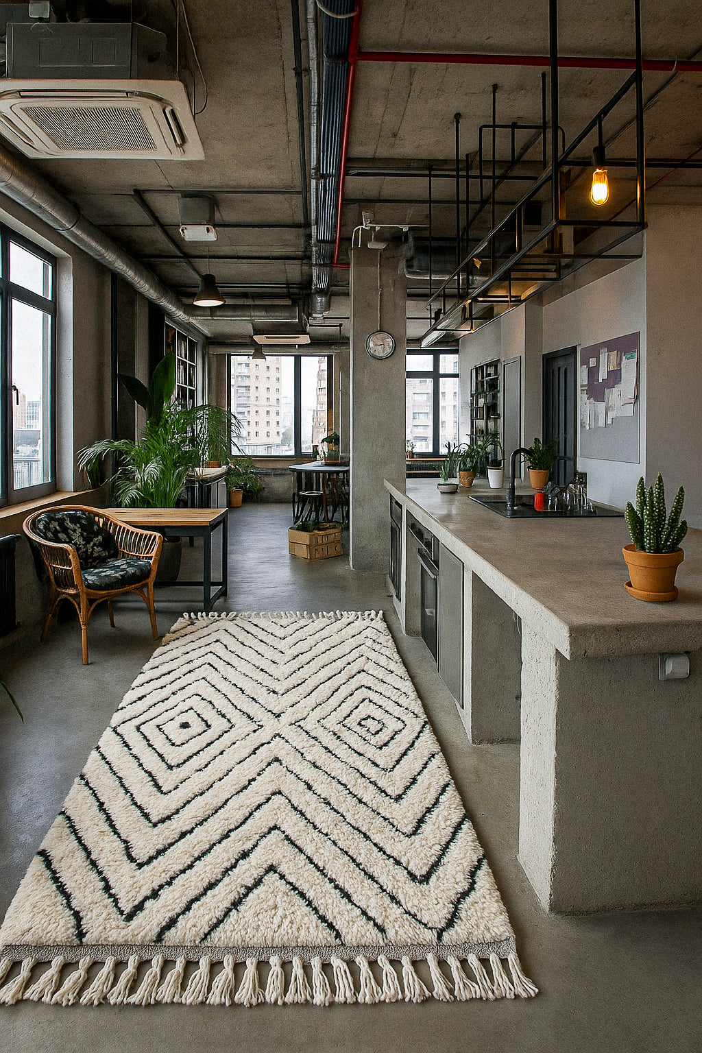Black and White Wool Rug