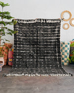 Black Berber Rug 3 X 5 Ft | 90 X 150 Cm / With Tassels / Short (0.4” / 1 cm)