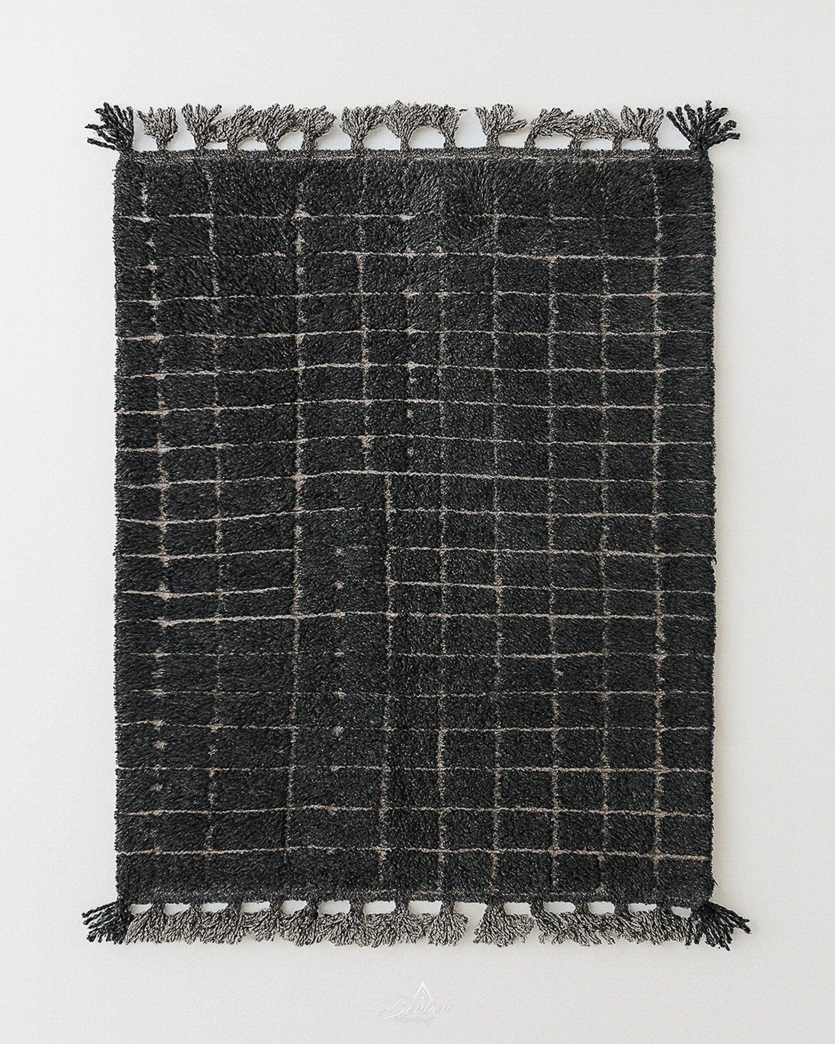 Black Berber Rug 3 X 5 Ft | 90 X 150 Cm / With Tassels / Short (0.4” / 1 cm)