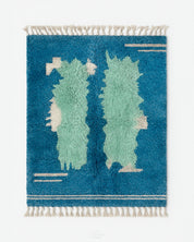 Blue Living Room Rug 3 X 5 Ft | 90 X 150 Cm / With Tassels / Short (0.4” / 1 cm)