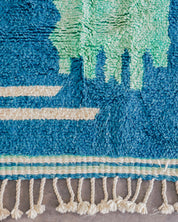 Blue Living Room Rug 3 X 5 Ft | 90 X 150 Cm / With Tassels / Short (0.4” / 1 cm)