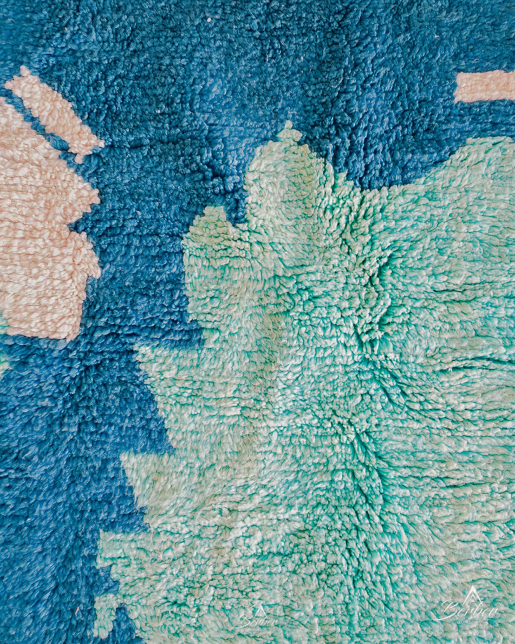 Blue Living Room Rug 3 X 5 Ft | 90 X 150 Cm / With Tassels / Short (0.4” / 1 cm)