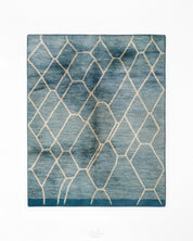 Blue Morrocan Rug 3 X 5 Ft | 90 X 150 Cm / With Tassels / Short (0.4” / 1 cm)