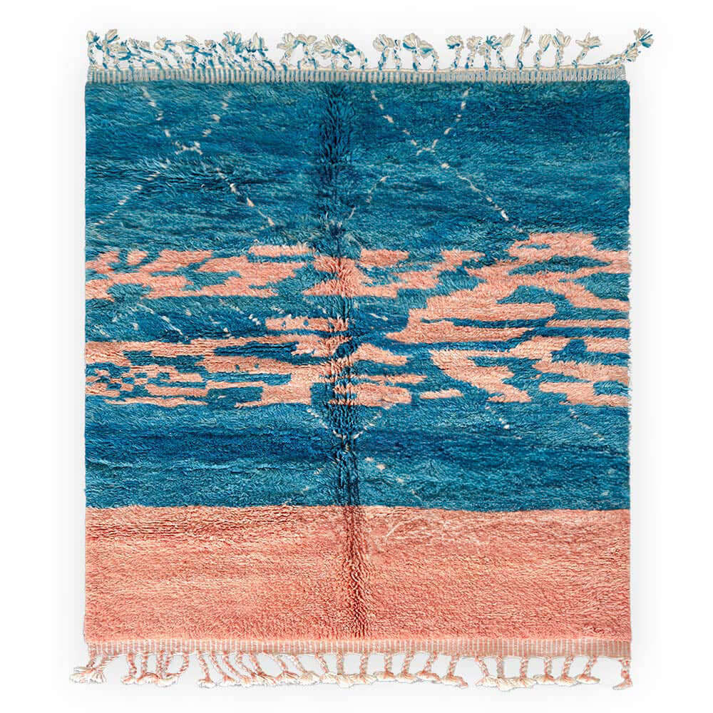 Blue Pink Moroccan Rug - Berber Handicraft