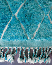 Blue Trellis Rug 3 X 5 Ft | 90 X 150 Cm / With Tassels / Short (0.4” / 1 cm)