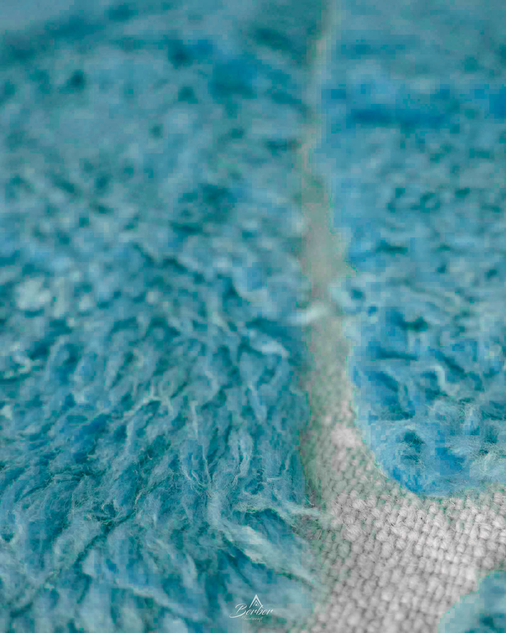Blue Trellis Rug 3 X 5 Ft | 90 X 150 Cm / With Tassels / Short (0.4” / 1 cm)
